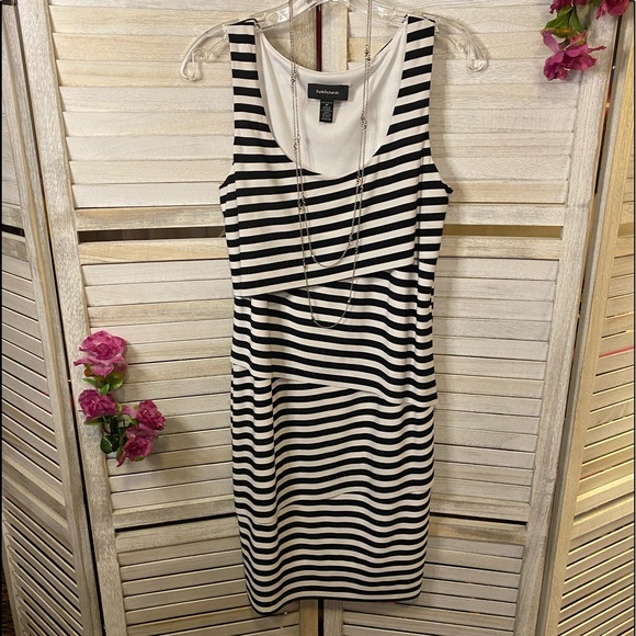 Creme & Black Striped Tank Party Dress - Picture 1 of 8